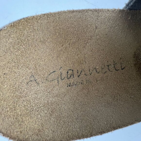 A. Giannetti Womens Slingback Wedge Sandals Size 8.5 Gray Suede Cutouts Peep Toe - Picture 2 of 12